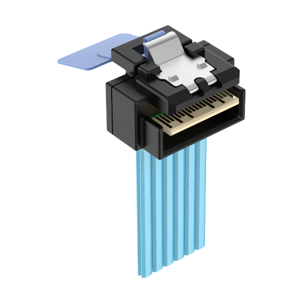 Low Profile SlimSAS 4i 38Pos RA Cable / SFF-8654 / SAS 4.0 24Gbps, or PCIe Gen 4.0 16GT/s 1