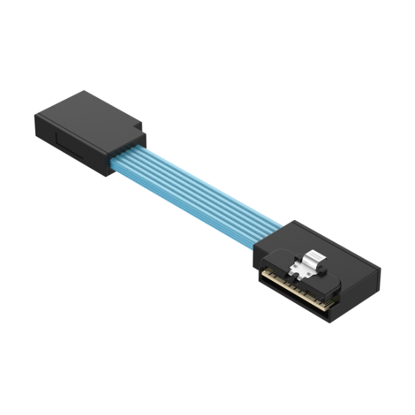 Low Profile SlimSAS 8i 74Pos Left Entry Cable / SFF-8654 / SAS 4.0 24Gbps, or PCIe Gen 4.0 16GT/s 2