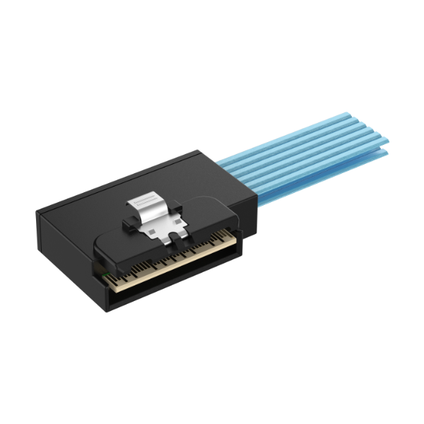 Low Profile SlimSAS 8i 74Pos Right Entry Cable / SFF-8654 / SAS 4.0 24Gbps, or PCIe Gen 4.0 16GT/s 1