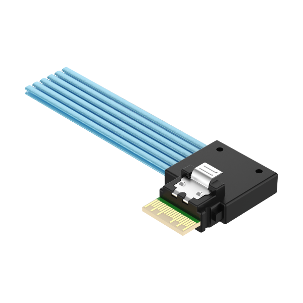 SlimSAS 4i 38Pos Left Entry Cable / SFF-8654 / SAS 4.0 24Gbps, or PCIe Gen 4.0 16GT/s