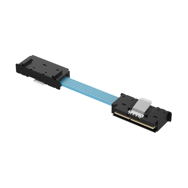 Low Profile SlimSAS 16i 124Pos Left Entry Cable / SFF-8654 / SAS 4.0 24Gbps, or PCIe Gen 4.0 16GT/s