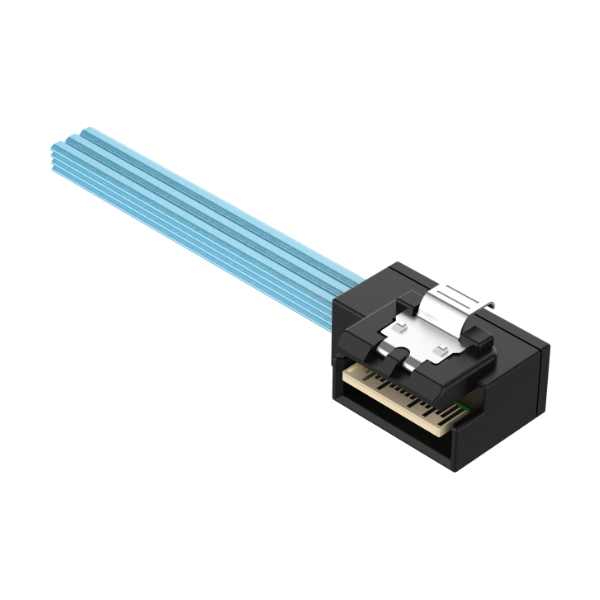 Low Profile SlimSAS 4i 38Pos Left Entry Cable / SFF-8654 / SAS 4.0 24Gbps, or PCIe Gen 4.0 16GT/s